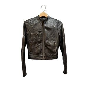 Forever 21 black faux leather motorcycle jacket size small